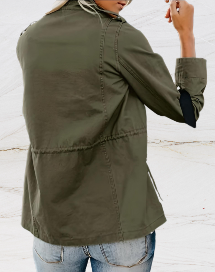 Women’s Utility Jacket with High Collar and Front Pockets