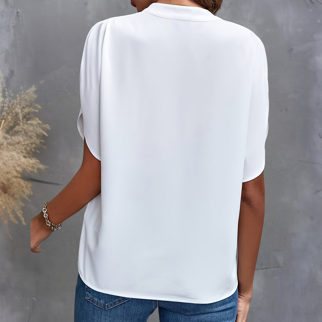 Back view showing back and short sleeves