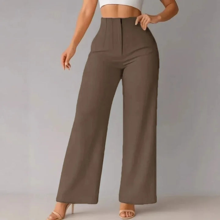 Women’s Wide-Leg Pants with High Waist and Front Pleats