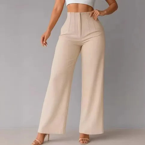 Women’s Wide-Leg Pants with High Waist and Front Pleats