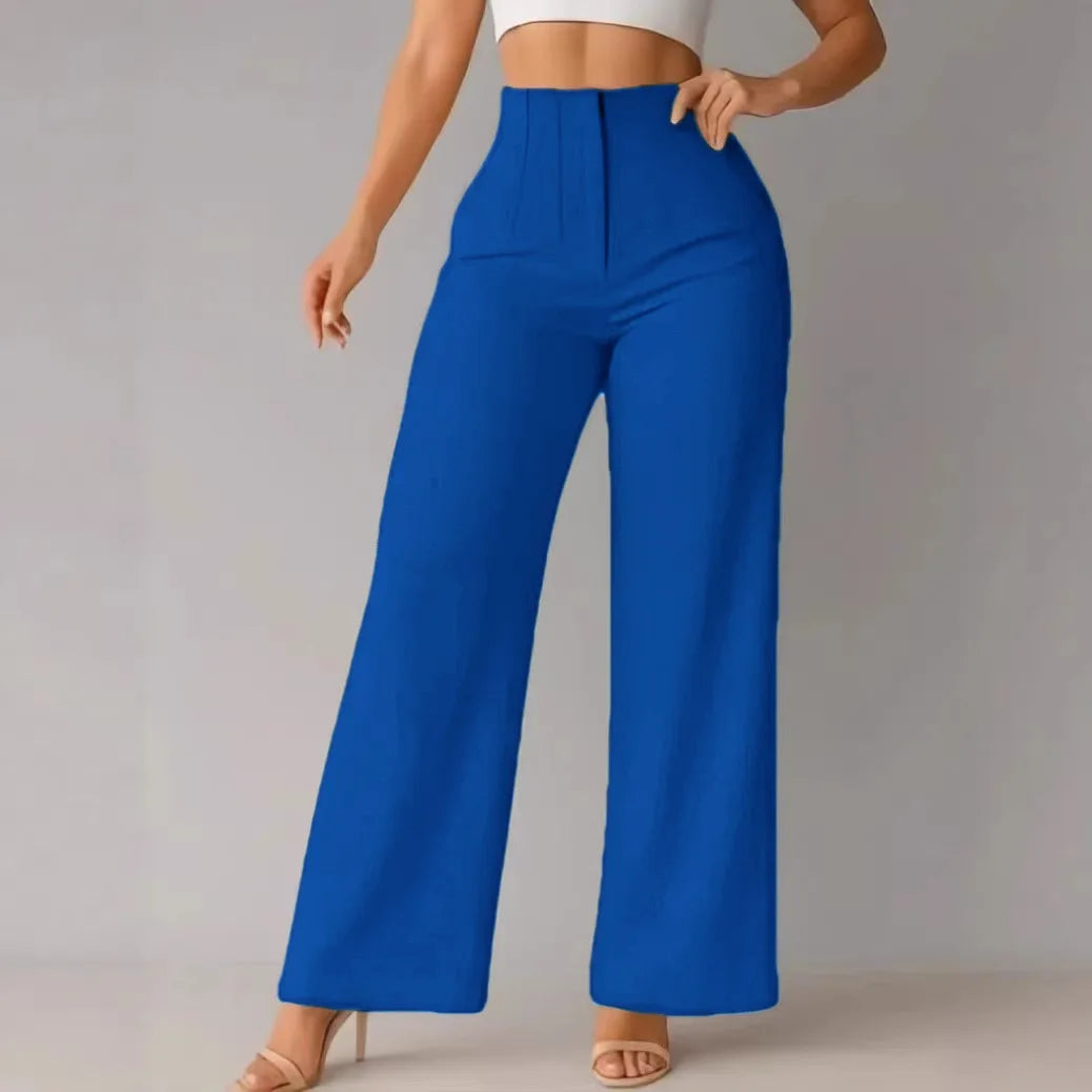 Women’s Wide-Leg Pants with High Waist and Front Pleats