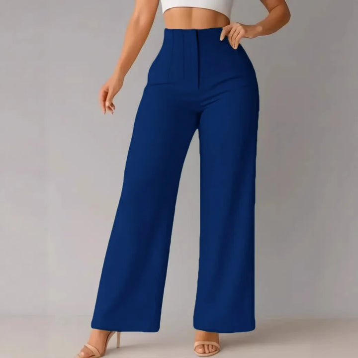 Women’s Wide-Leg Pants with High Waist and Front Pleats