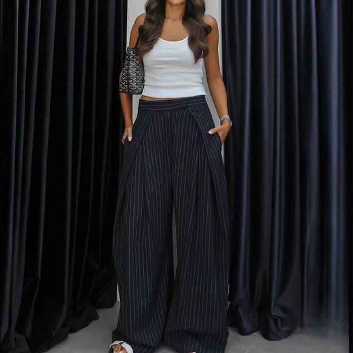 Women’s Wide-Leg Pants with High Waist and Pleated Front