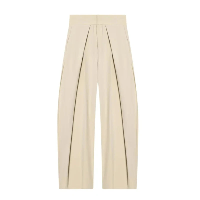 Women’s Wide-Leg Pants with High Waist and Pleated Front