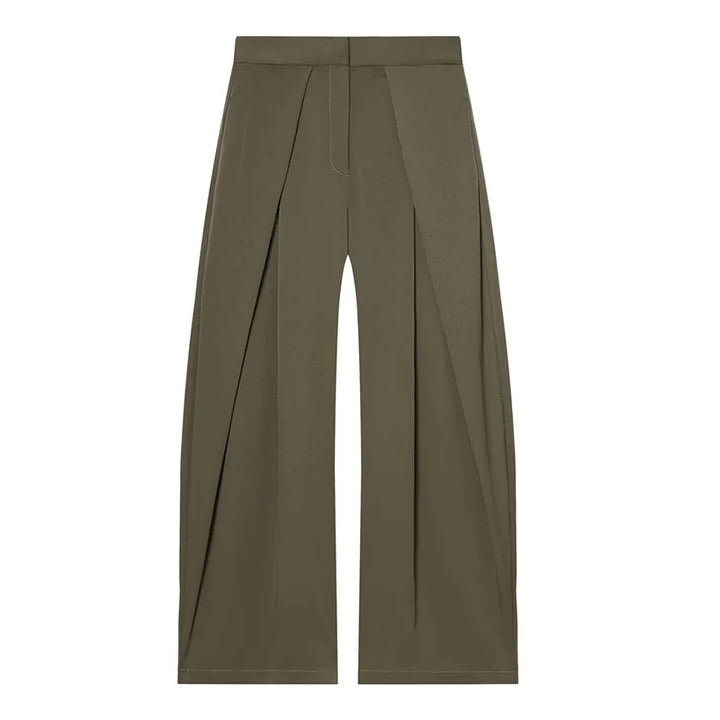 Women’s Wide-Leg Pants with High Waist and Pleated Front