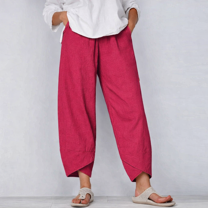 Women’s Wide-Leg Pants with Pleated Front and Tulip Hem