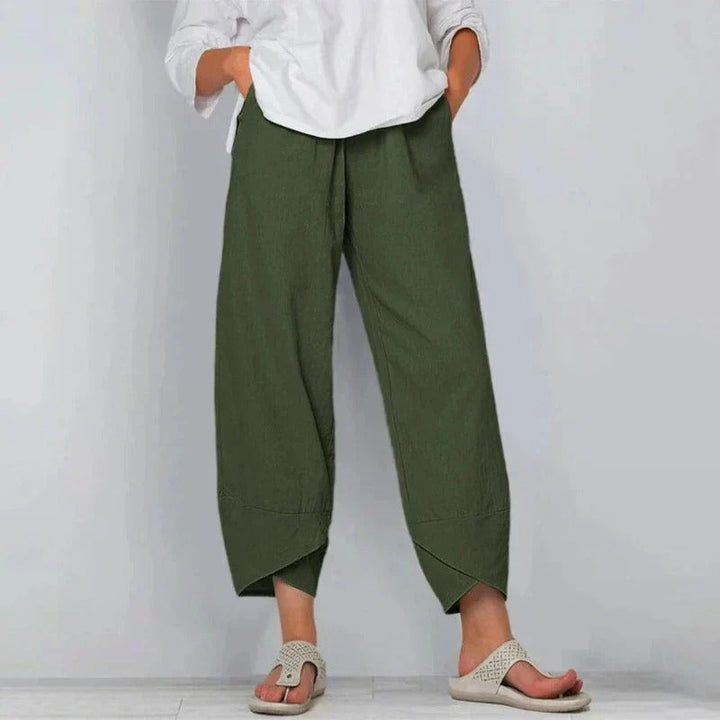 Women’s Wide-Leg Pants with Pleated Front and Tulip Hem
