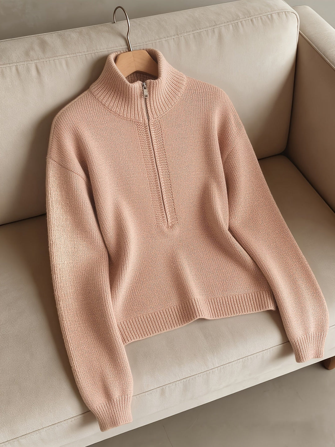 Women’s Zip Jumper with High Neckline and Half Zip Front